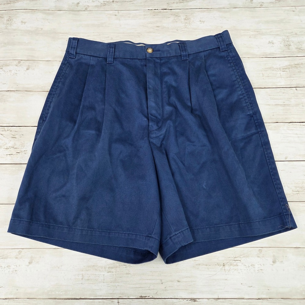 Daniel Cremieux Shorts Mens 33 Navy Blue Nice Short Pleated 100% Cotton Twill